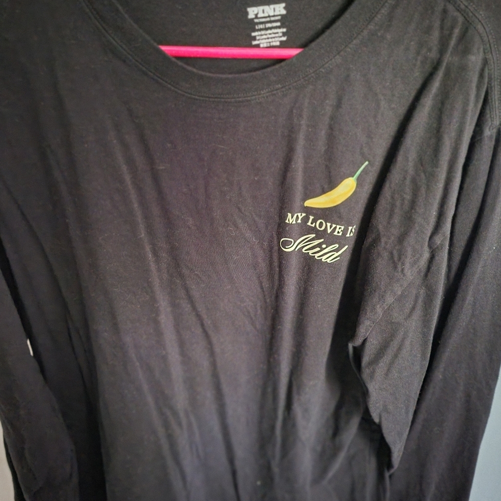 Victoria secret pink long sleeve campus tee Larger